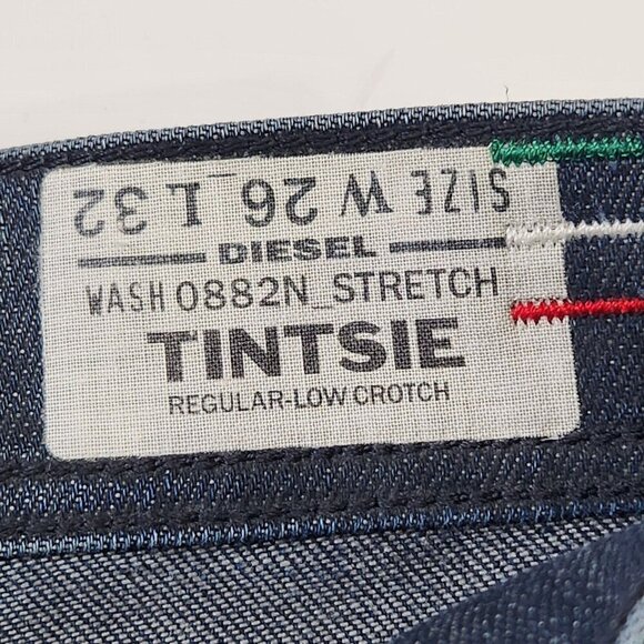 Diesel Tintsie Low Crotch Distressed Baggy Jeans Womens 26 Blue Button Fly - Picture 5 of 16